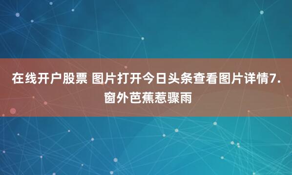 在线开户股票 图片打开今日头条查看图片详情7. 窗外芭蕉惹骤雨