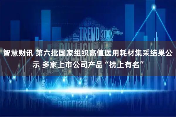 智慧财讯 第六批国家组织高值医用耗材集采结果公示 多家上市公司产品“榜上有名”